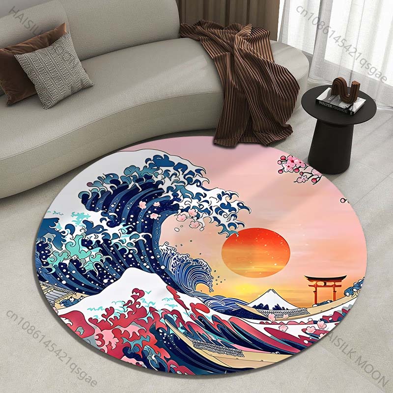 Japanese Home Textiles - Ретро японский круглый ковер с принтом