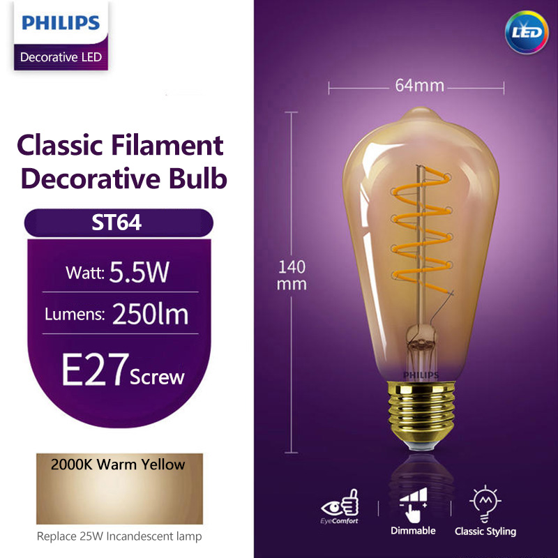 Philips LED ST64 E27 Декоратив – обзор и цена Philips Bulb Led Classic